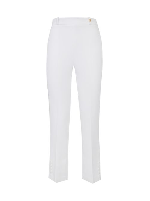 Pantalone in doppio crepe stretch con charm logo Avorio Elisabetta Franchi | PA16861E2360